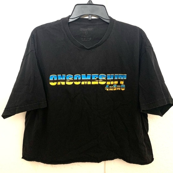 Vintage Onsomeshit Biker Rocker Retro Tee Top T-shirt Black Blue Extra Large - Picture 3 of 11